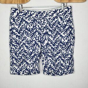 Lilly Pulitzer Chipper Shorts Navy Blue White Coral Women's Size 8